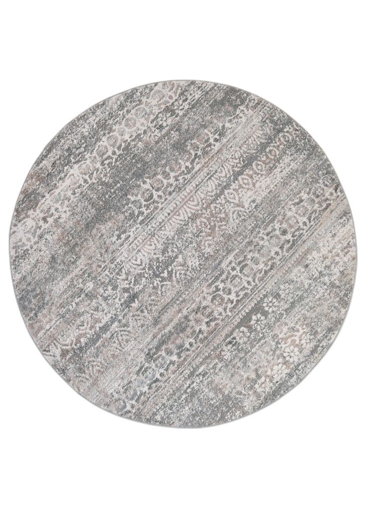 Tapis Valley Rond Gris Vintage Floral