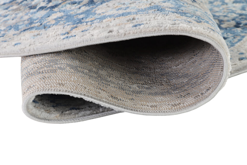 Tapis Valley Rond Gris Bleu Ornamental Vintage