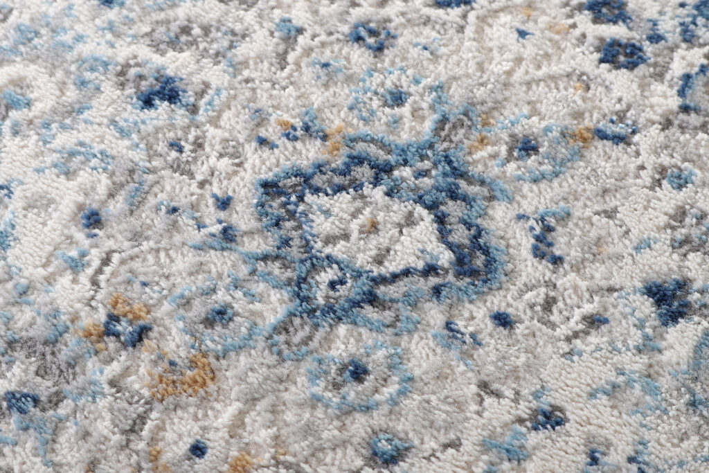 Tapis Valley Rond Gris Bleu Ornamental Vintage
