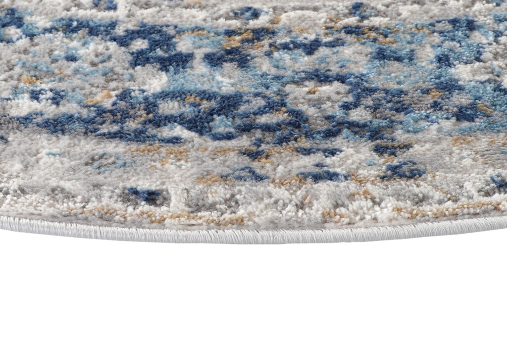 Tapis Valley Rond Gris Bleu Ornamental Vintage