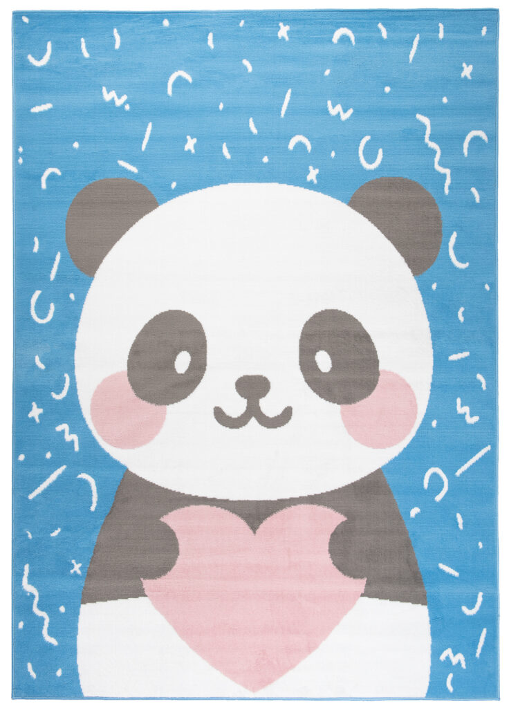 Tapis Enfant Jolly Jeu Panda Bleu Blanc Rose Doux Résistant Fin