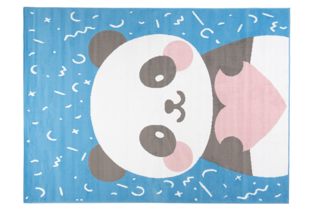 Tapis Enfant Jolly Jeu Panda Bleu Blanc Rose Doux Résistant Fin