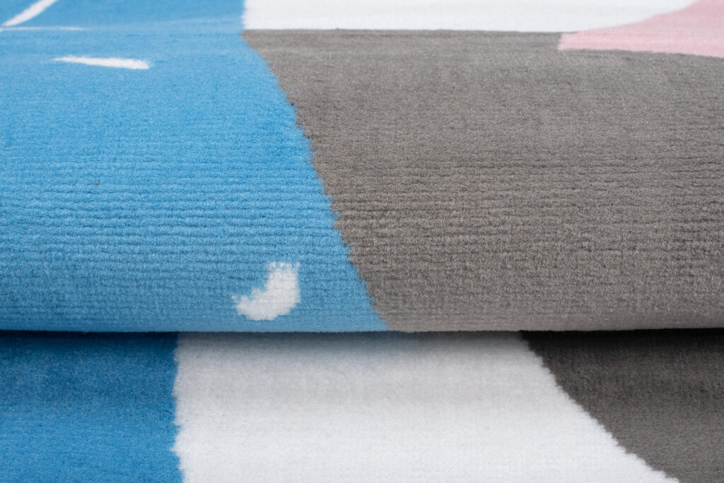 Tapis Enfant Jolly Jeu Panda Bleu Blanc Rose Doux Résistant Fin