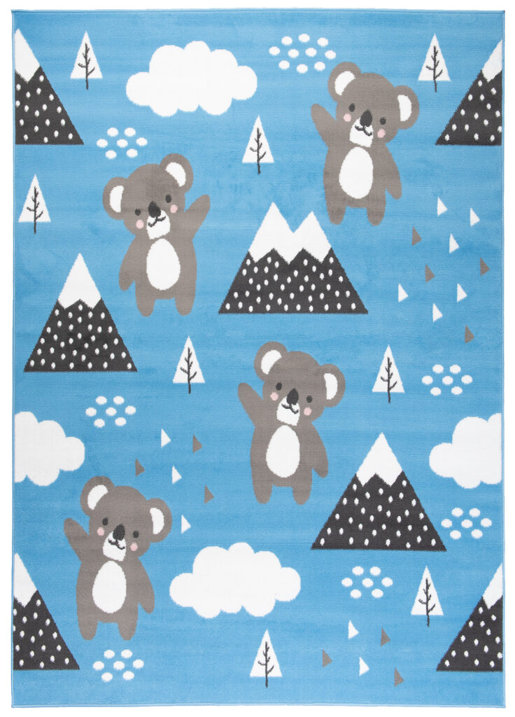 Tapis Enfant Jolly Jeu Koala Bleu Gris Blanc Doux Fin Résistant