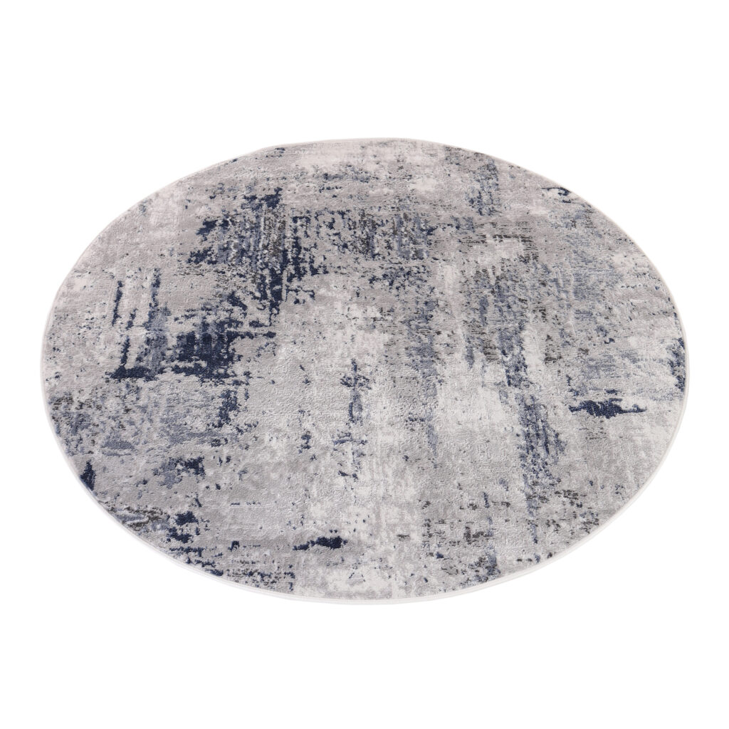 Tapis Sky Rond Gris Bleu Abstrait Rayures