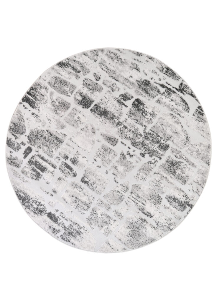 Tapis Sky Rond Gris Beige Abstrait Rayures