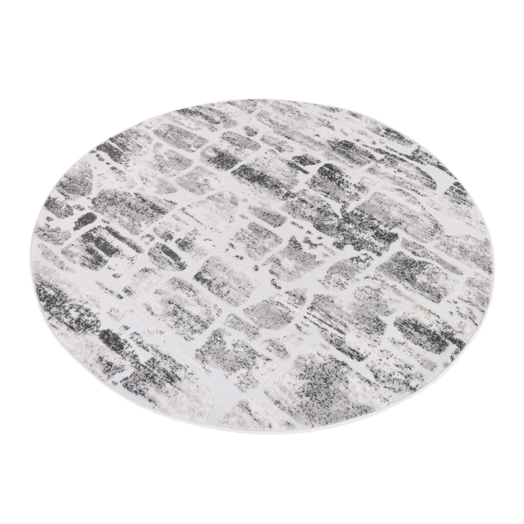 Tapis Sky Rond Gris Beige Abstrait Rayures