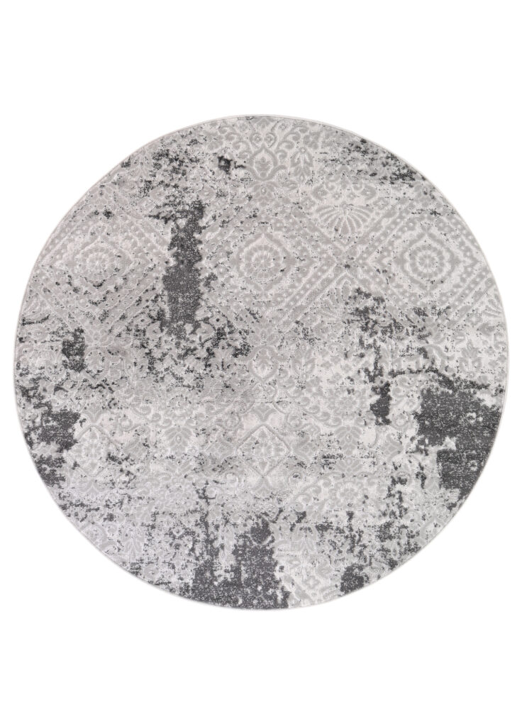 Tapis Sky Rond Gris Crème Vintage Ornamental