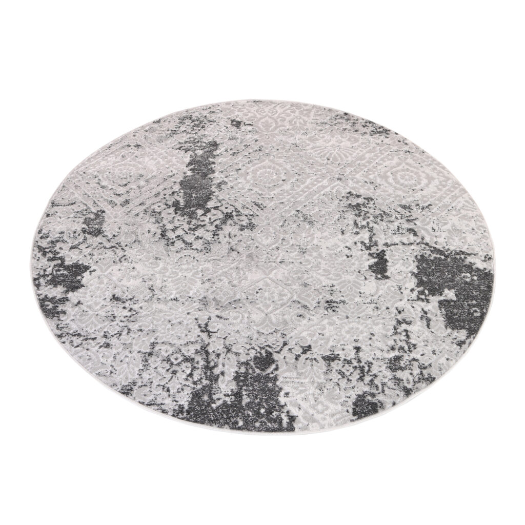 Tapis Sky Rond Gris Crème Vintage Ornamental