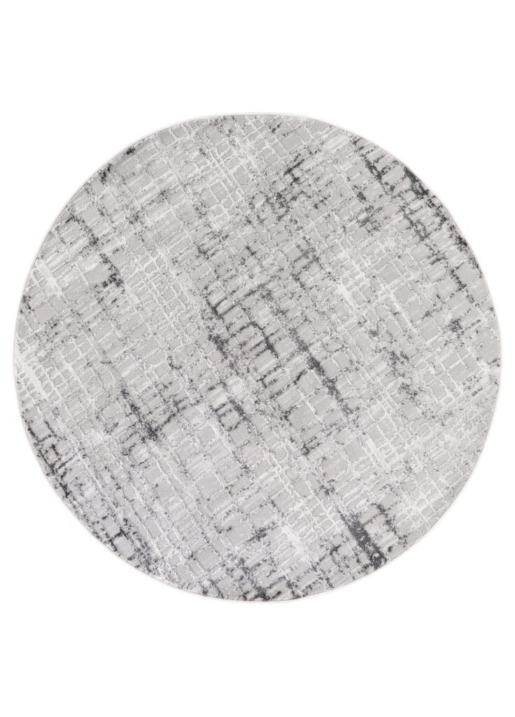Tapis Sky Rond Gris Moderne Carreaux