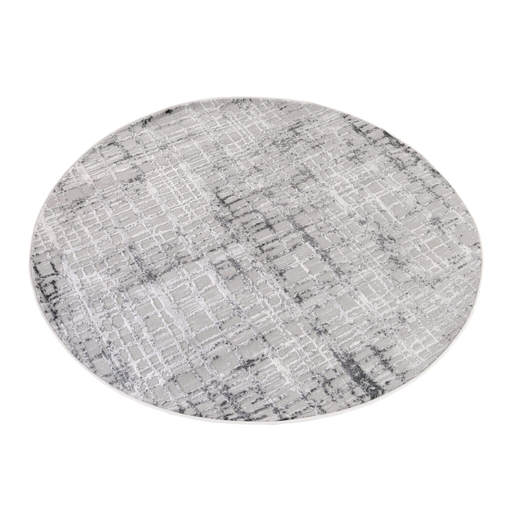 Tapis Sky Rond Gris Moderne Carreaux