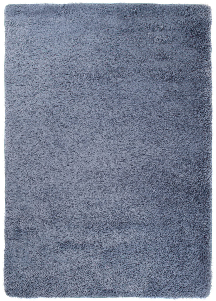 Tapis Silk Gris Bleu Antidérapant Shaggy