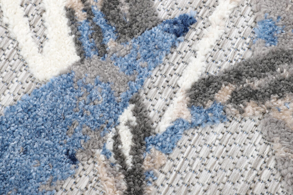 Tapis Extérieur Patio Rond Gris Feuilles