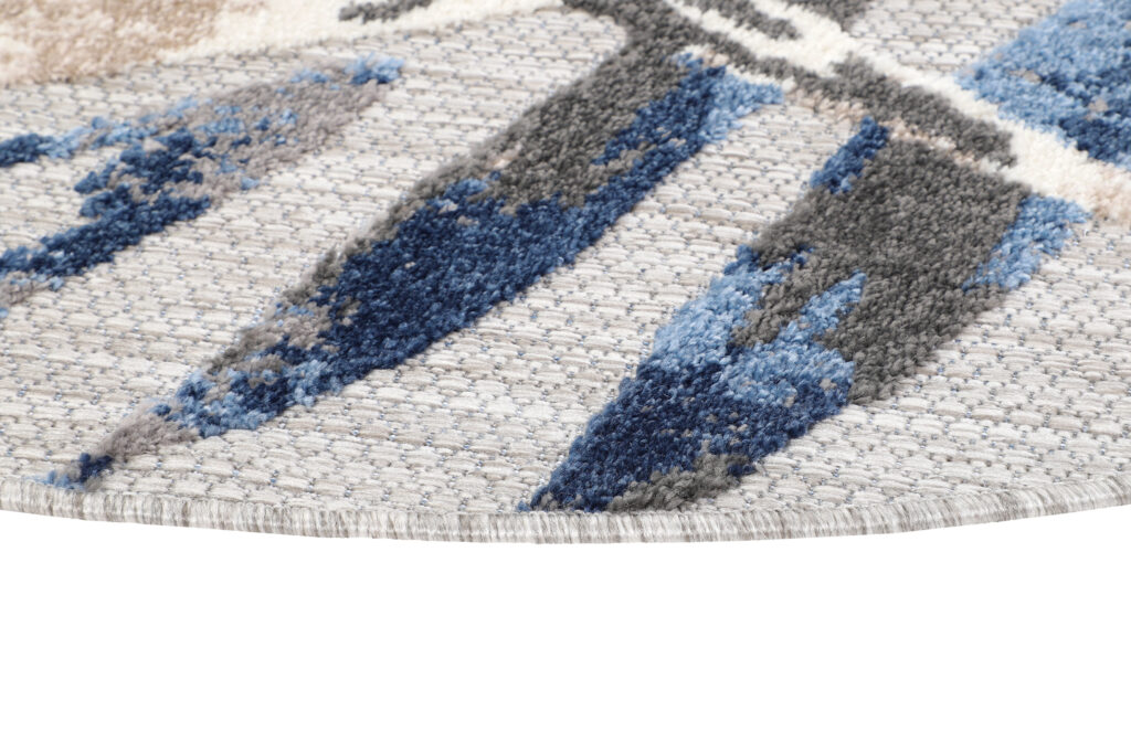 Tapis Extérieur Patio Rond Gris Feuilles
