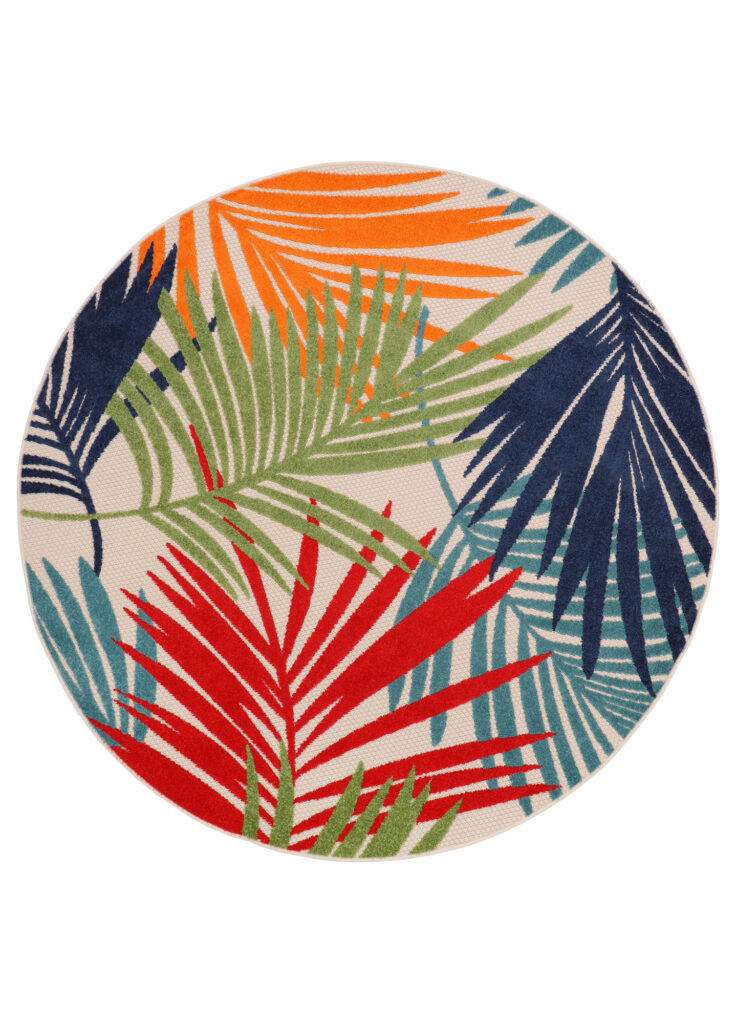 Tapis Extérieur Patio Rond Multicolore Feuilles