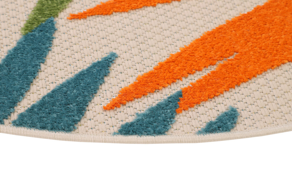 Tapis Extérieur Patio Rond Multicolore Feuilles