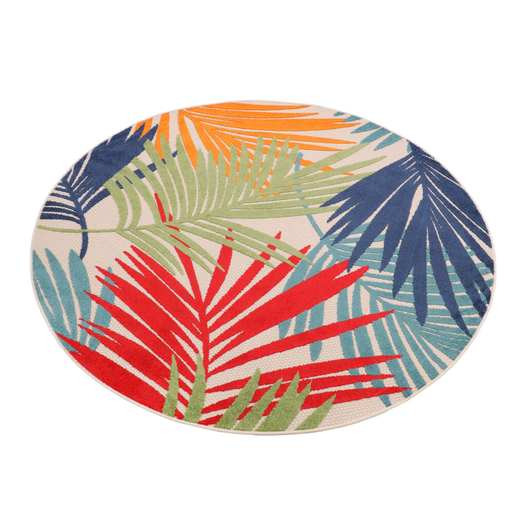 Tapis Extérieur Patio Rond Multicolore Feuilles