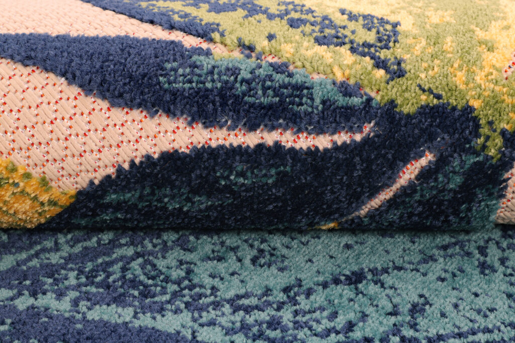 Tapis Extérieur Patio Rond Crème Feuilles Palmiers