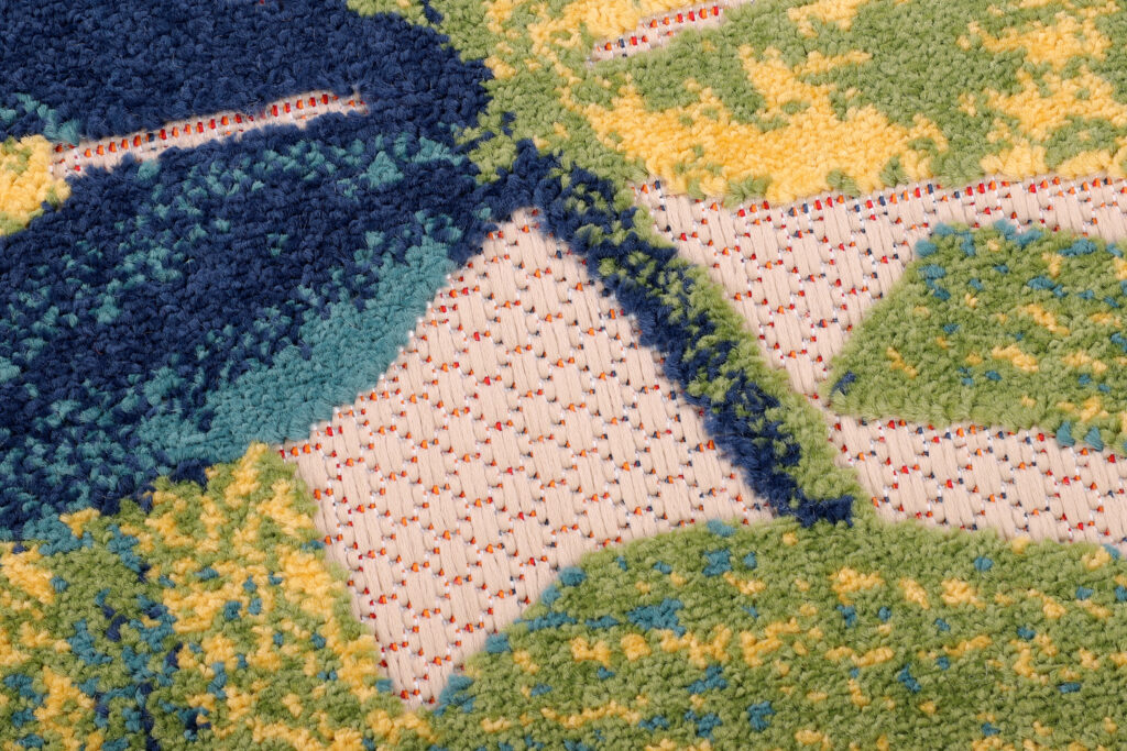 Tapis Extérieur Patio Rond Crème Feuilles Palmiers