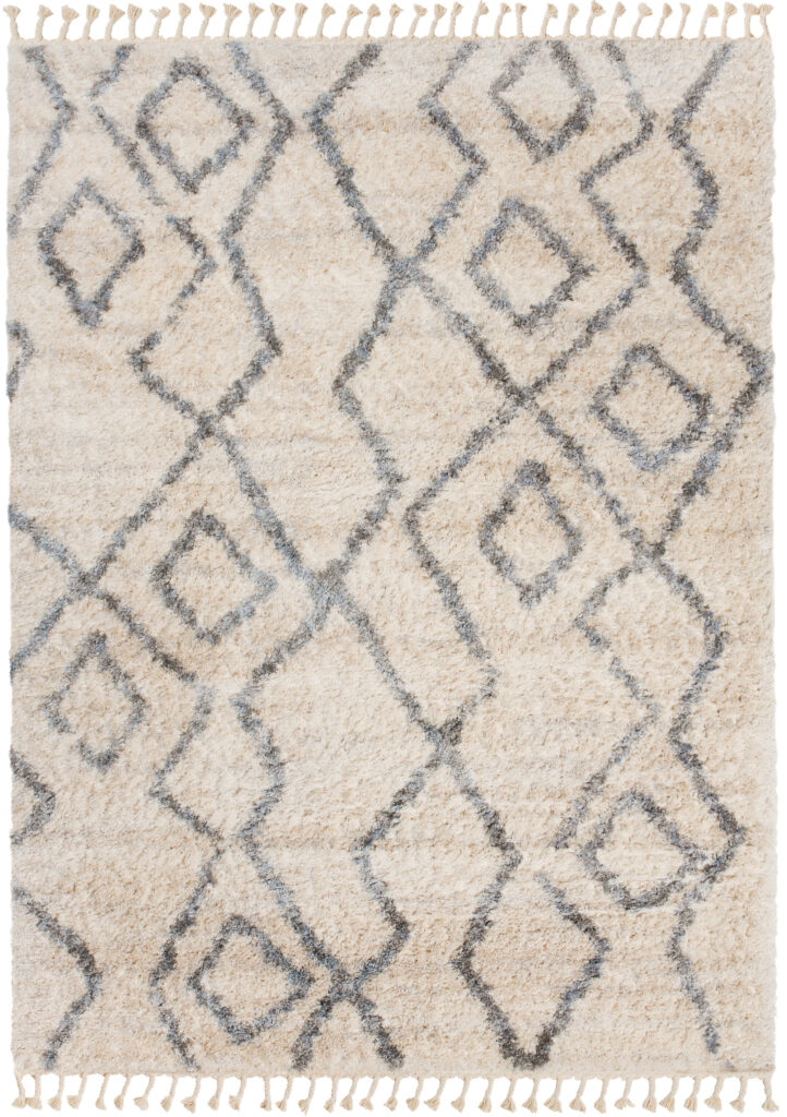 Tapis Versay Crème Gris Zigzags à Franges