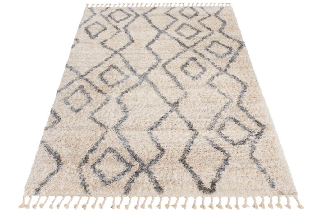 Tapis Versay Crème Gris Zigzags à Franges