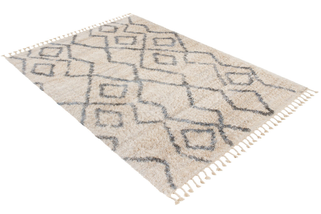 Tapis Versay Crème Gris Zigzags à Franges