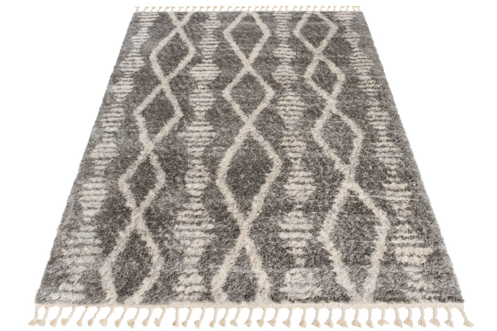Tapis Versay Gris Crème Aztèque à Franges