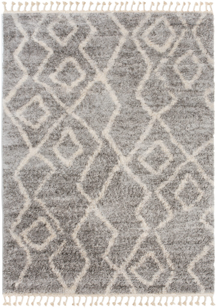 Tapis Versay Gris Crème Zigzags à Franges