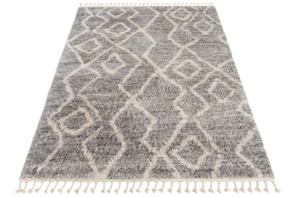 Tapis Versay Gris Crème Zigzags à Franges