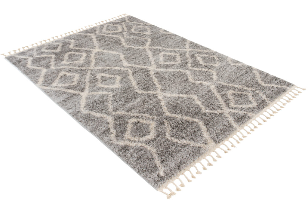Tapis Versay Gris Crème Zigzags à Franges