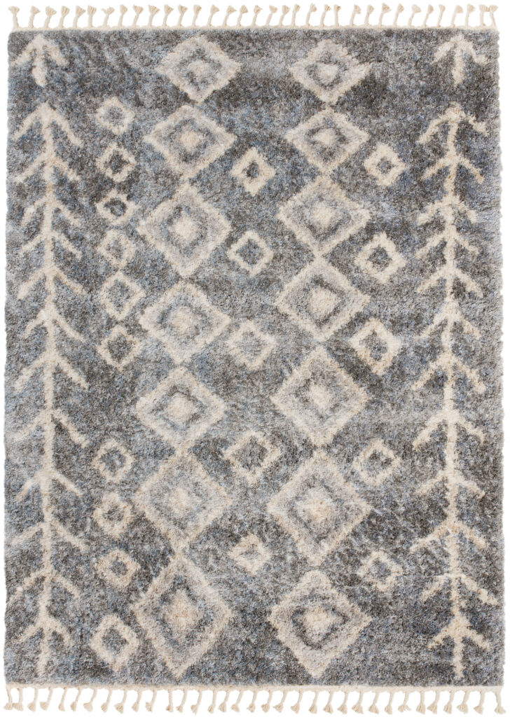 Tapis Versay Gris Crème Losanges à Franges