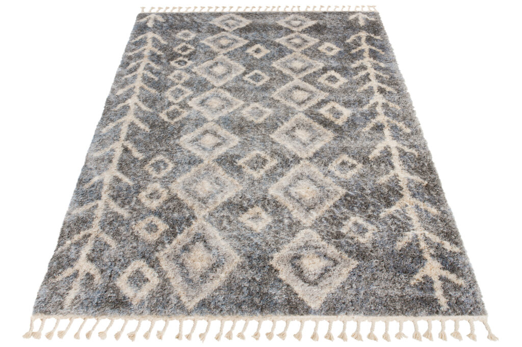 Tapis Versay Gris Crème Losanges à Franges