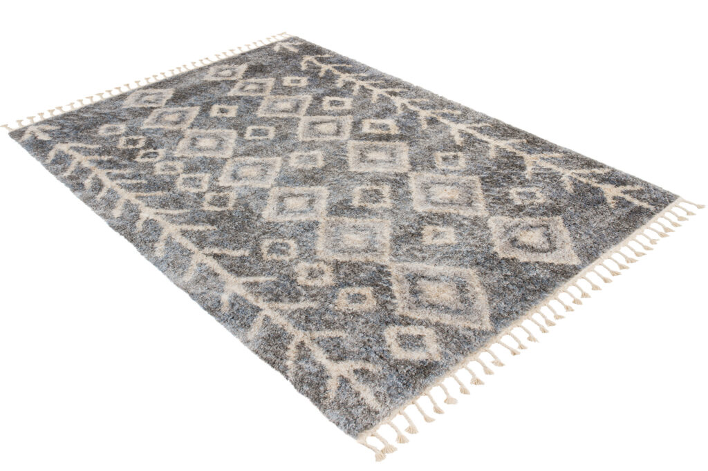 Tapis Versay Gris Crème Losanges à Franges