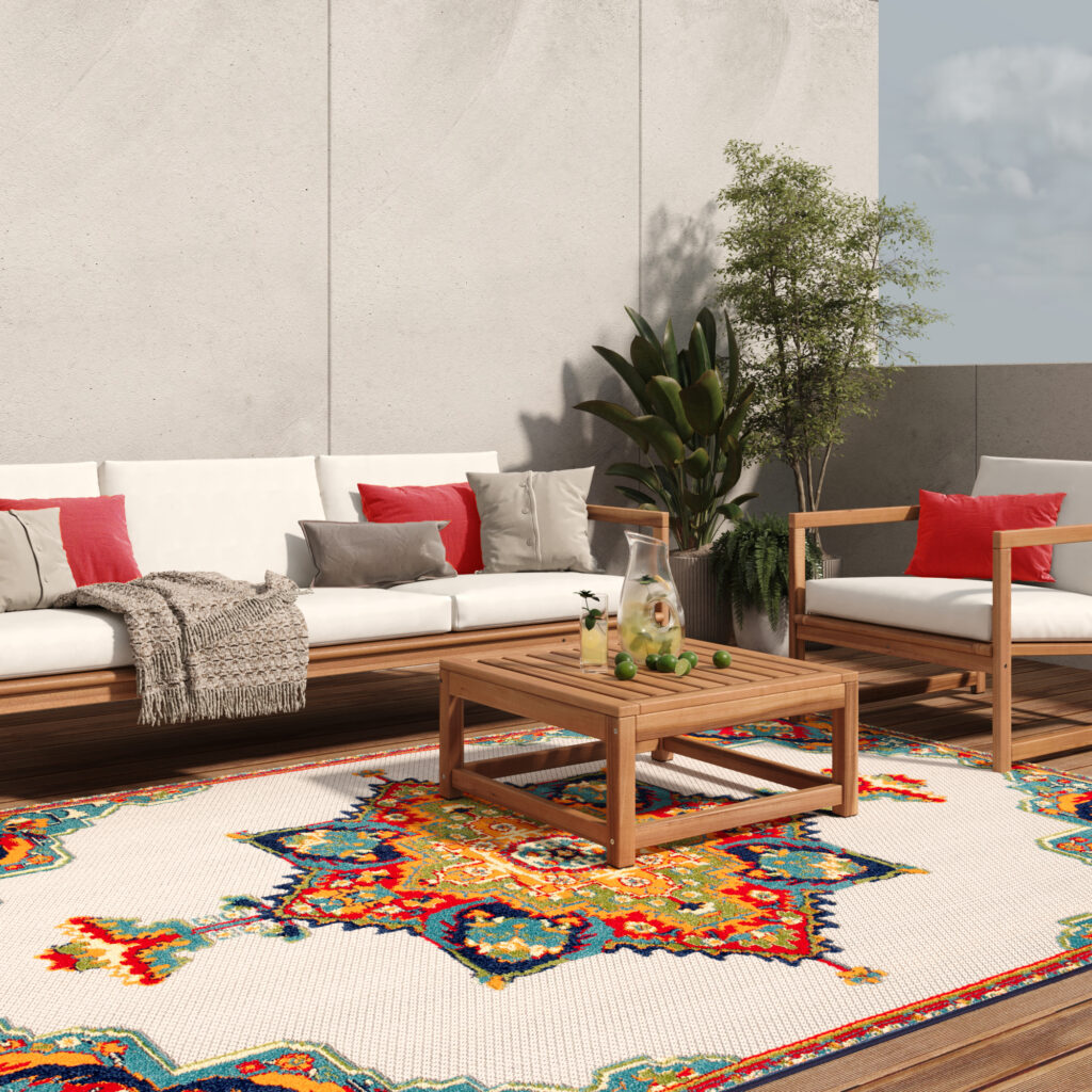 Tapis Extérieur Patio Multicolore Vintage