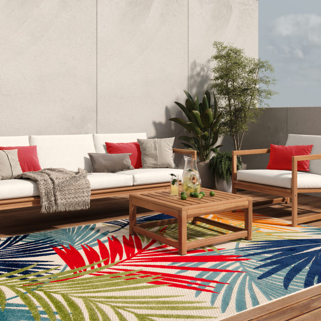 Tapis Extérieur Patio Multicolore Feuilles