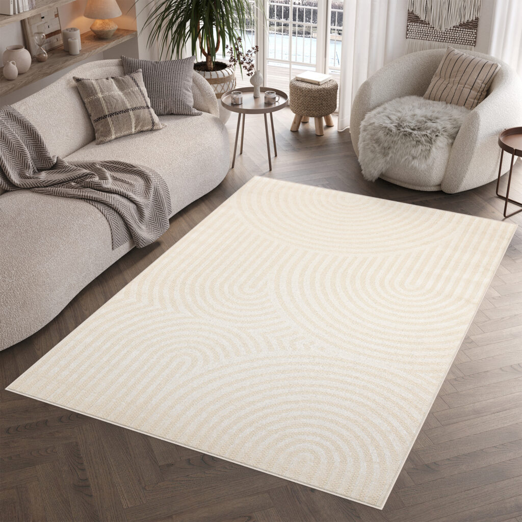 Tapis Extérieur Patio Crème Moderne