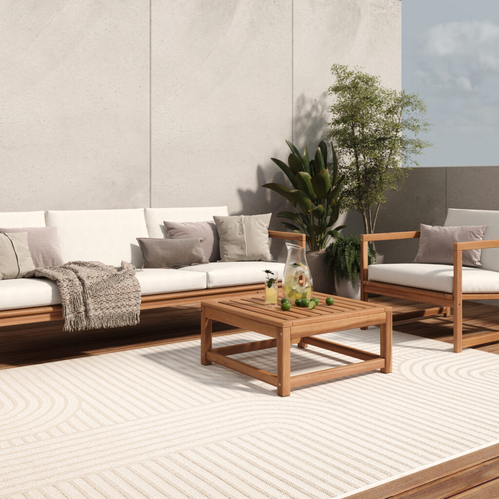 Tapis Extérieur Patio Crème Géométrique
