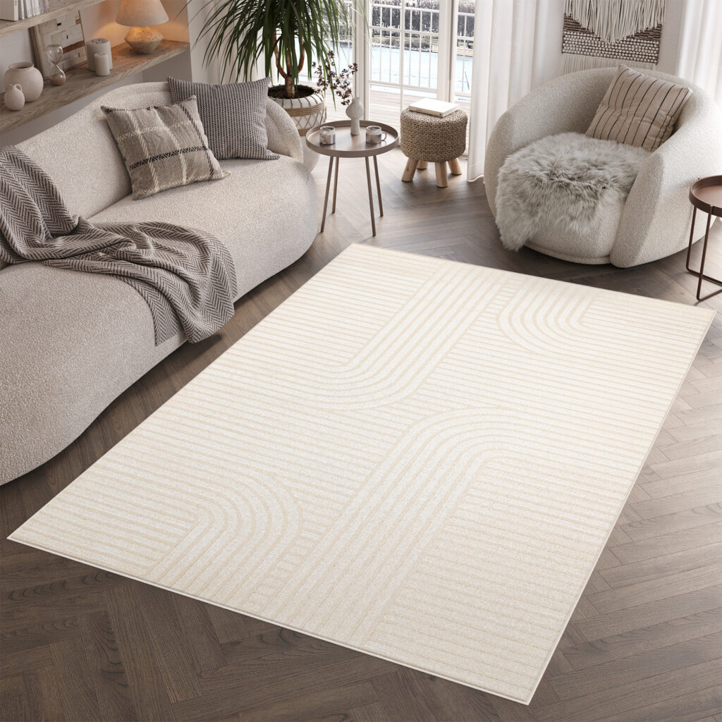 Tapis Extérieur Patio Crème Géométrique