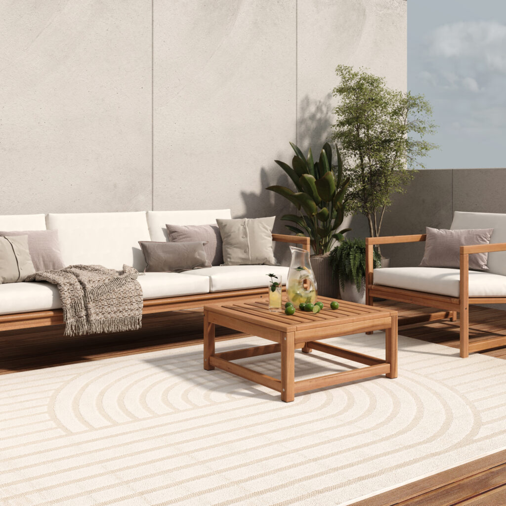 Tapis Extérieur Patio Crème Rayé
