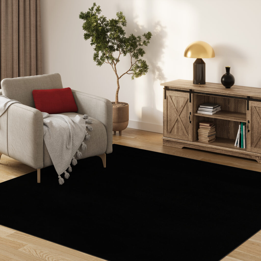 Tapis Mono Carré Intérieur Extérieur Noir
