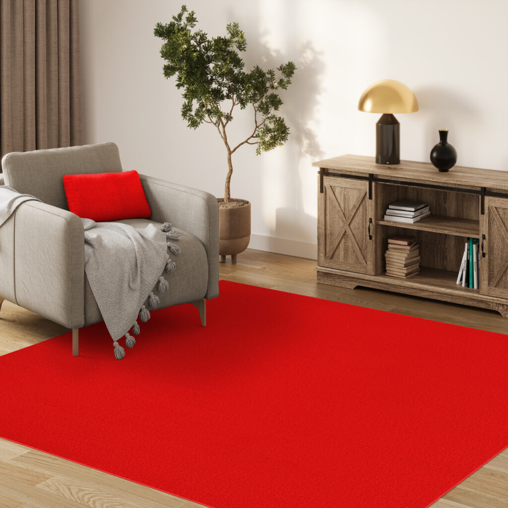 Tapis Mono Carré Intérieur Extérieur Rouge