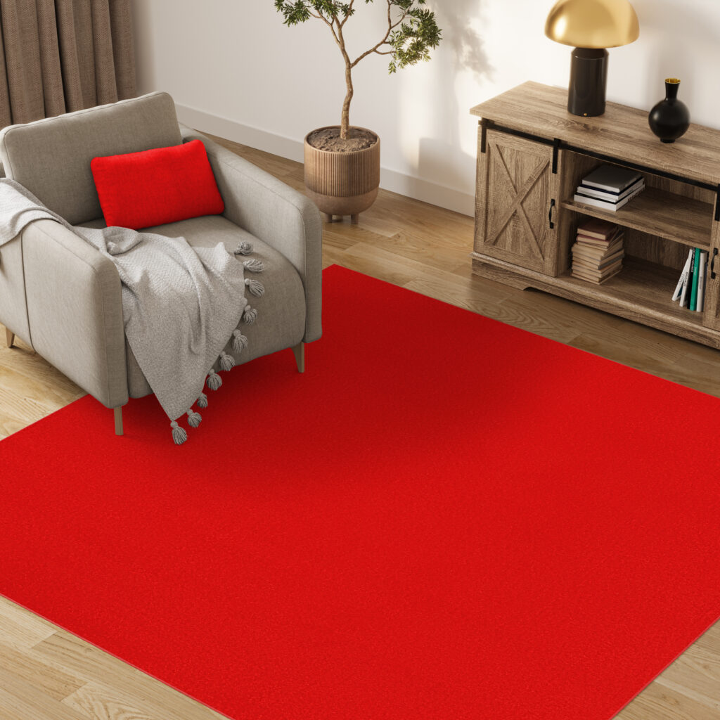 Tapis Mono Carré Intérieur Extérieur Rouge