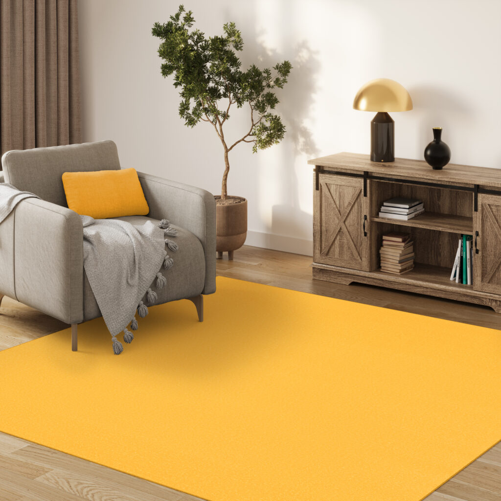 Tapis Mono Carré Intérieur Extérieur Jaune