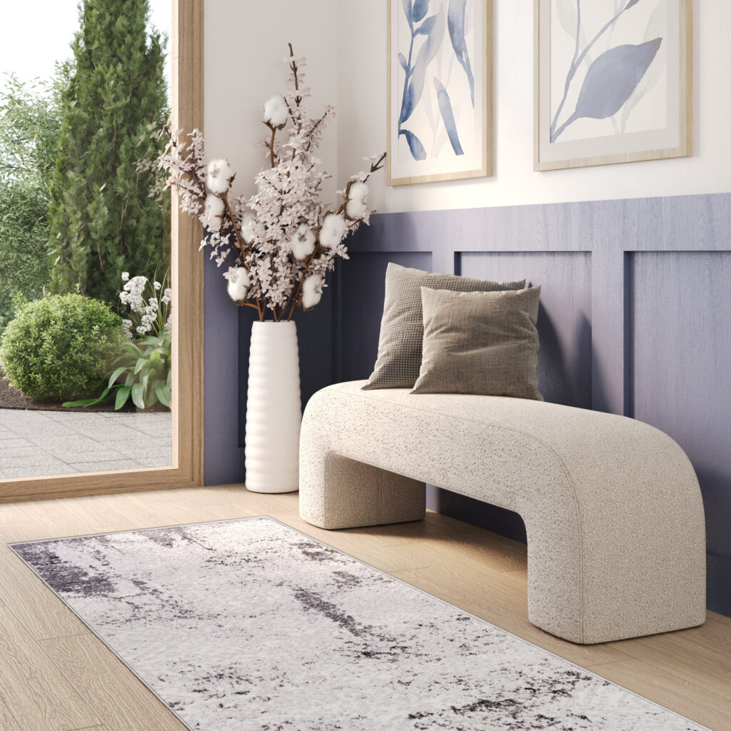 Tapis De Passage Sky Gris Crème Vintage Ornements
