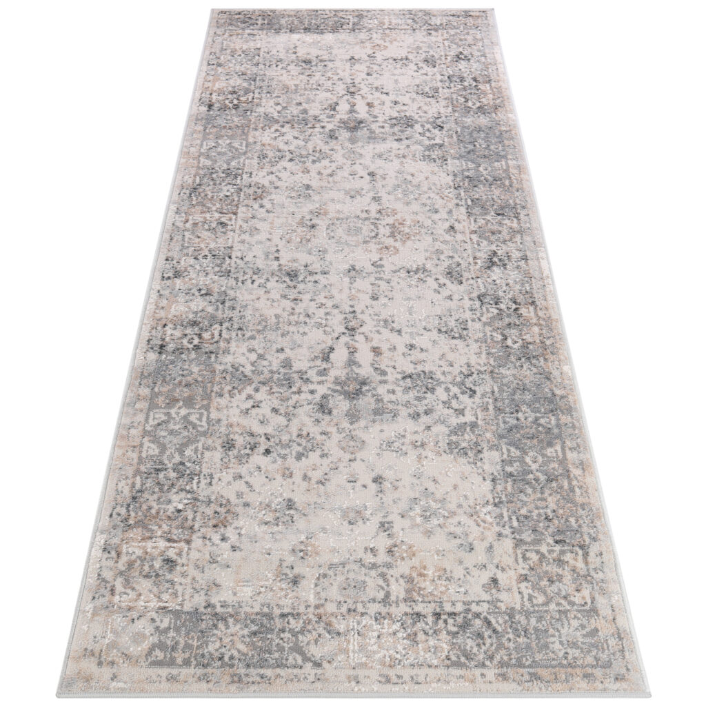 Tapis de Couloir Valley Gris Beige Ornamental Bordure