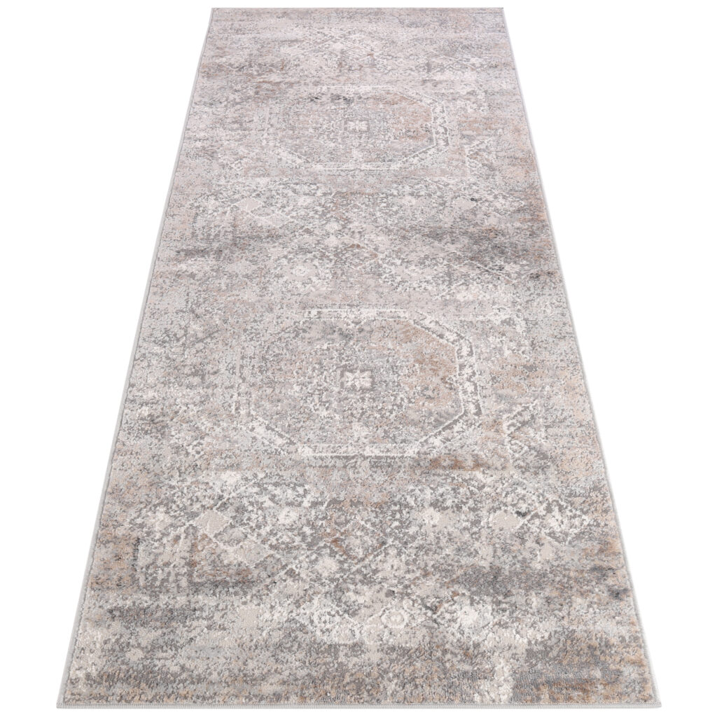 Tapis de Couloir Valley Gris Beige Vintage Ornamental