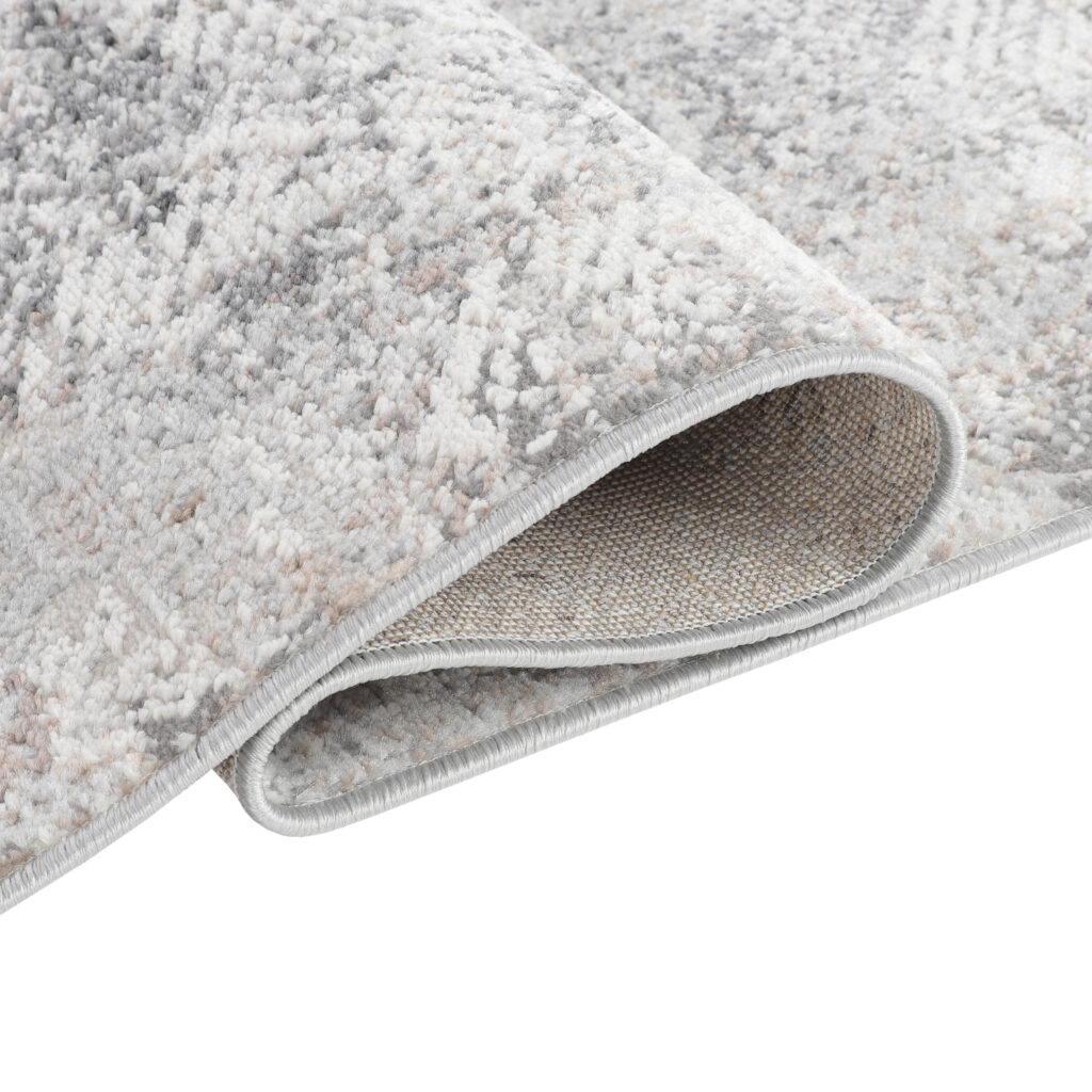 Tapis de Couloir Valley Gris Beige Géométrique Carré