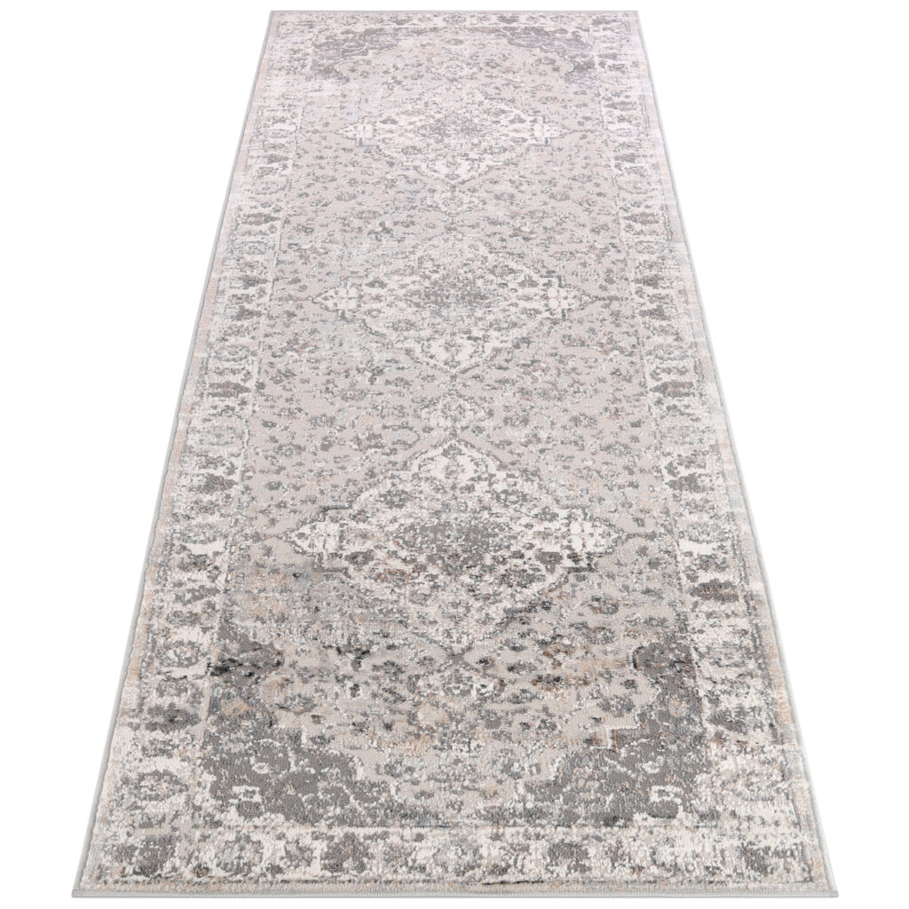 Tapis de Couloir Valley Gris Foncé Vintage Bordure