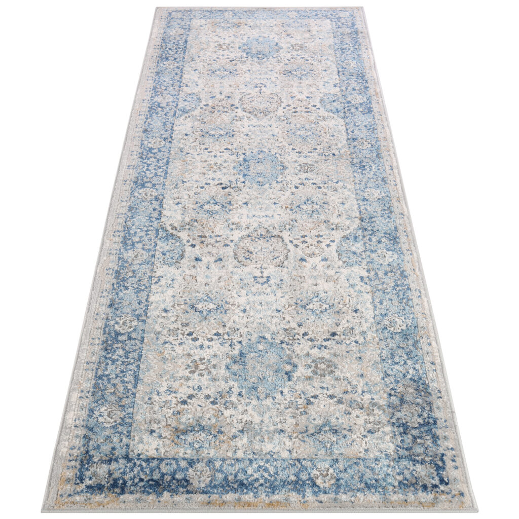 Tapis de Couloir Valley Gris Bleu Ornamental Vintage