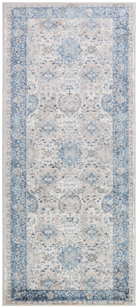 Tapis de Couloir Valley Gris Bleu Ornamental Vintage